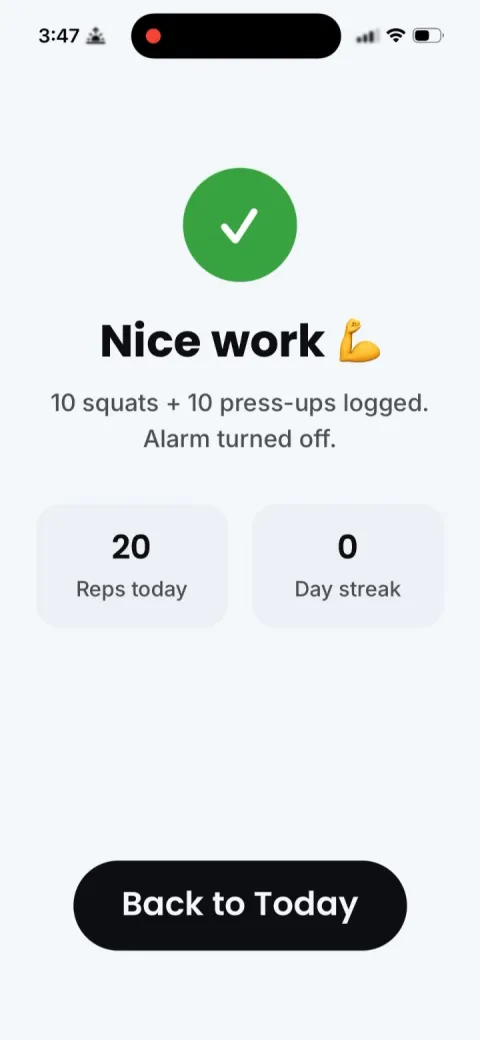 Mission complete, alarm off