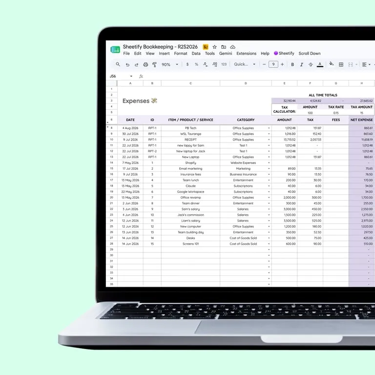 Receipt data in Google Sheets