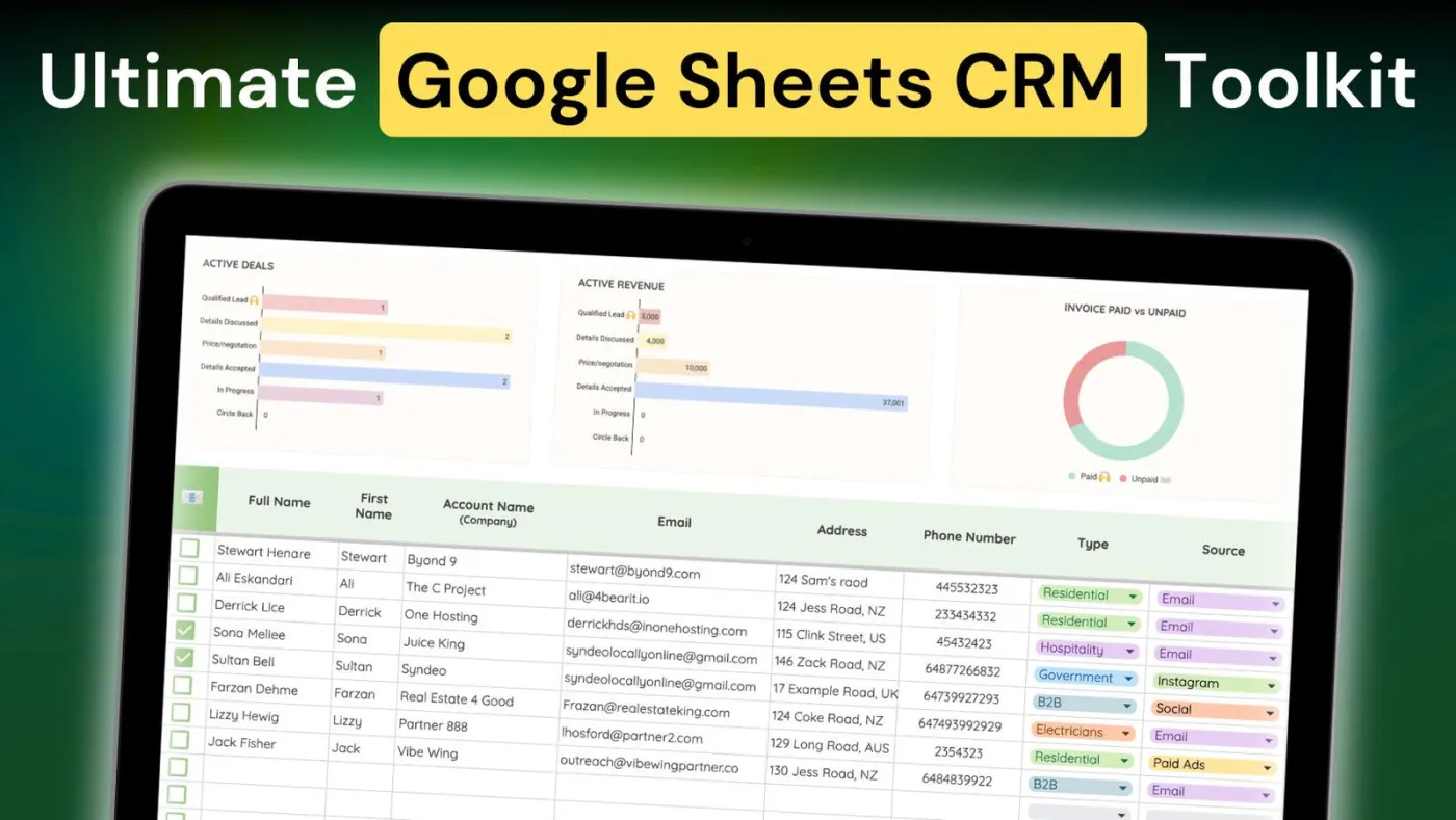 Sheetify CRM Google Sheets toolkit on a laptop